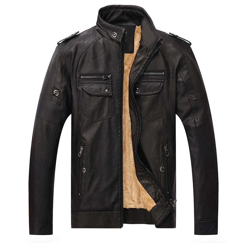 Herren Lederjacke mit modernem Stehkragen und praktischem Reißverschluss - 5 - Annoboutique
