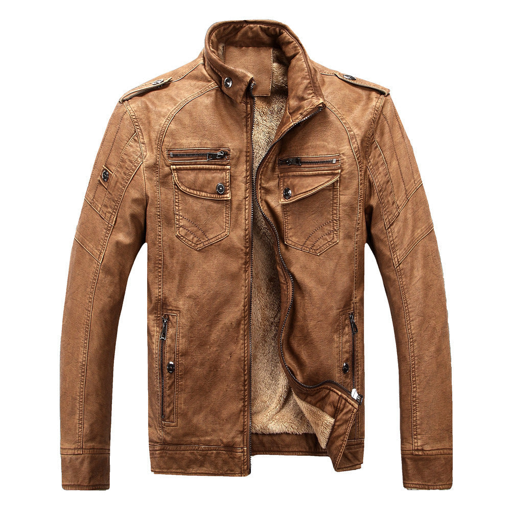 Herren Lederjacke mit modernem Stehkragen und praktischem Reißverschluss - 6 - Annoboutique