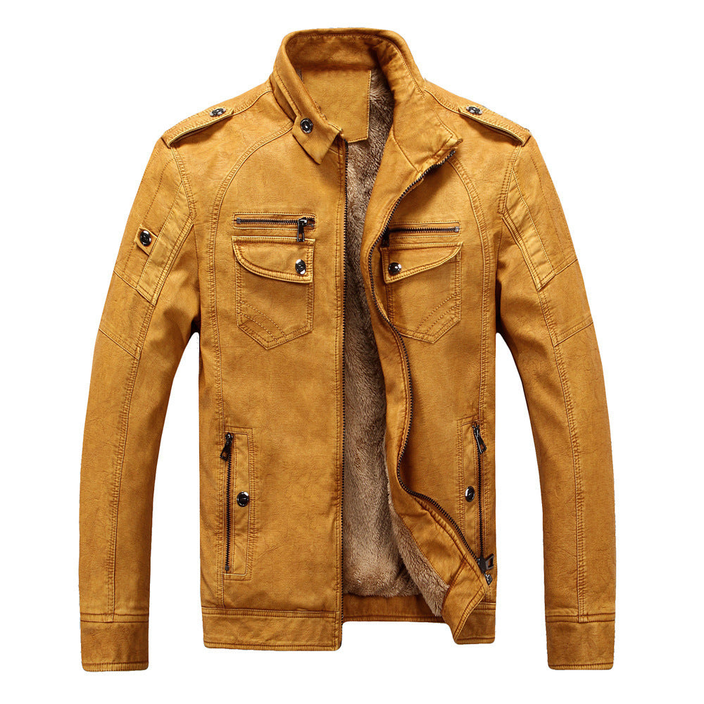 Herren Lederjacke mit modernem Stehkragen und praktischem Reißverschluss - 7 - Annoboutique