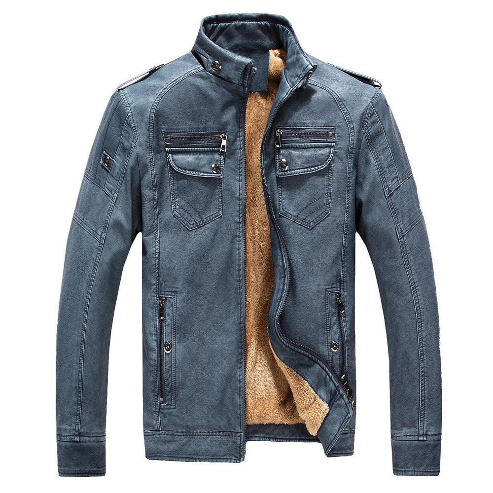 Herren Lederjacke mit modernem Stehkragen und praktischem Reißverschluss - 8 - Annoboutique