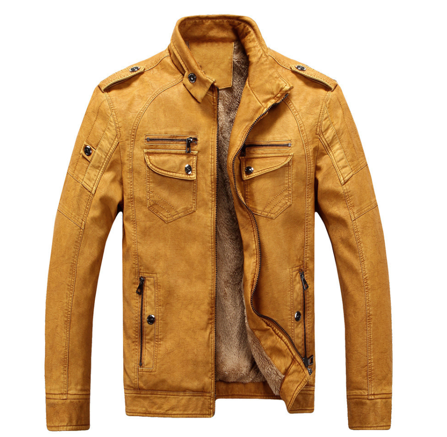 Herren Lederjacke mit modernem Stehkragen und praktischem Reißverschluss - 9 - Annoboutique