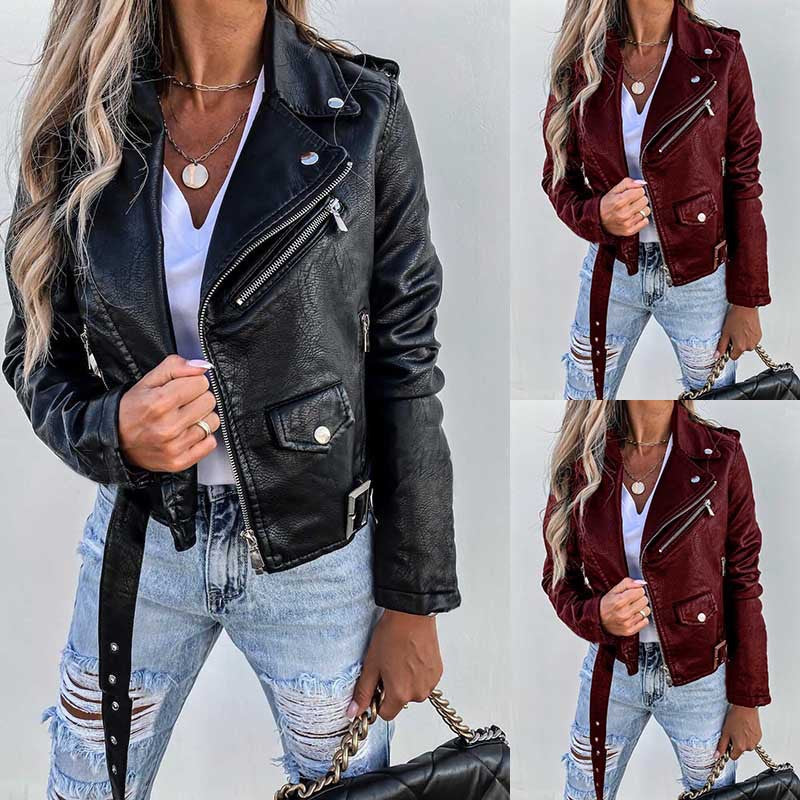 Damen Bikerjacke mit klassischem Reißverschluss für stilvolle Auftritte - 3 - Annoboutique