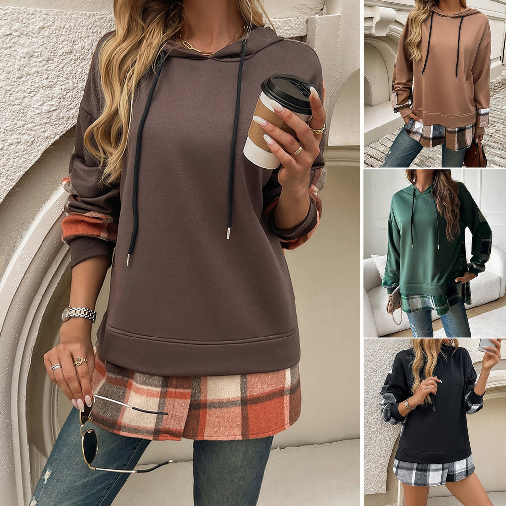 Modischer Karomuster Hoodie für Damen in Oversized Passform - 2 - Annoboutique