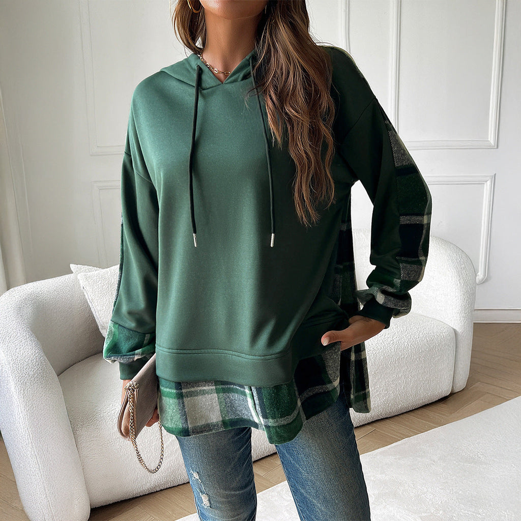 Modischer Karomuster Hoodie für Damen in Oversized Passform - 3 - Annoboutique