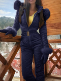 Damen Jumpsuit Figurbetont mit Fellelementen - 4 - Annoboutique