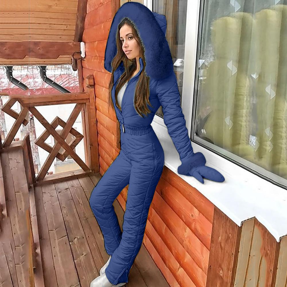 Damen Jumpsuit Figurbetont mit Fellelementen - 6 - Annoboutique