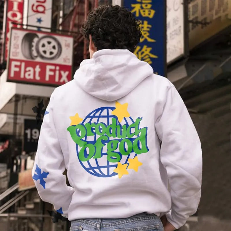 Modischer Herren Kapuzenpullover mit auffälligem Grafikelement - 5 - Annoboutique
