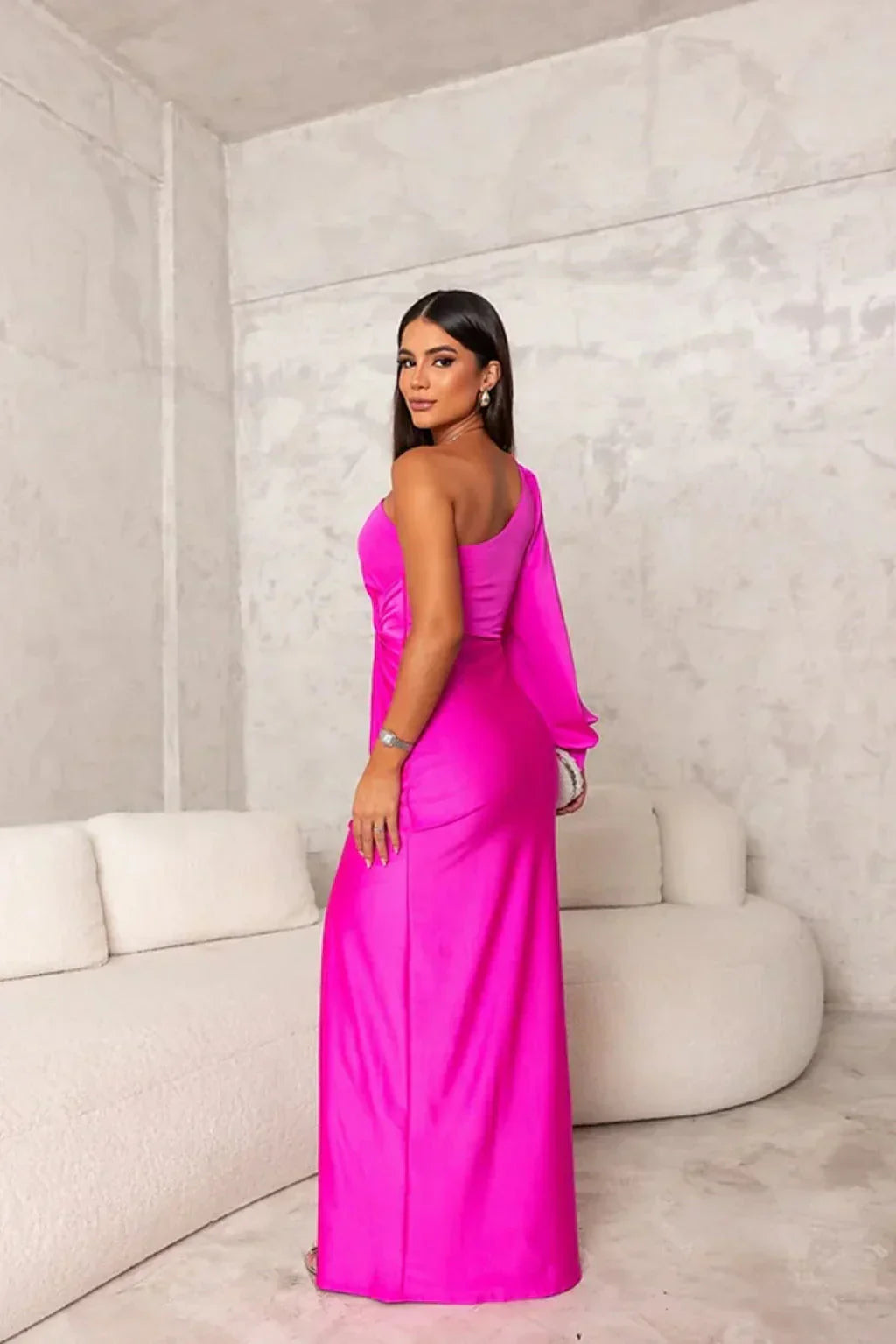 Selina - Damen Abendkleid mit One-Shoulder-Design und Beinschlitz