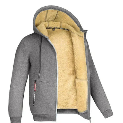 Lukas – Herren Fleecejacke mit Kapuze und Teddy-Innenfutter