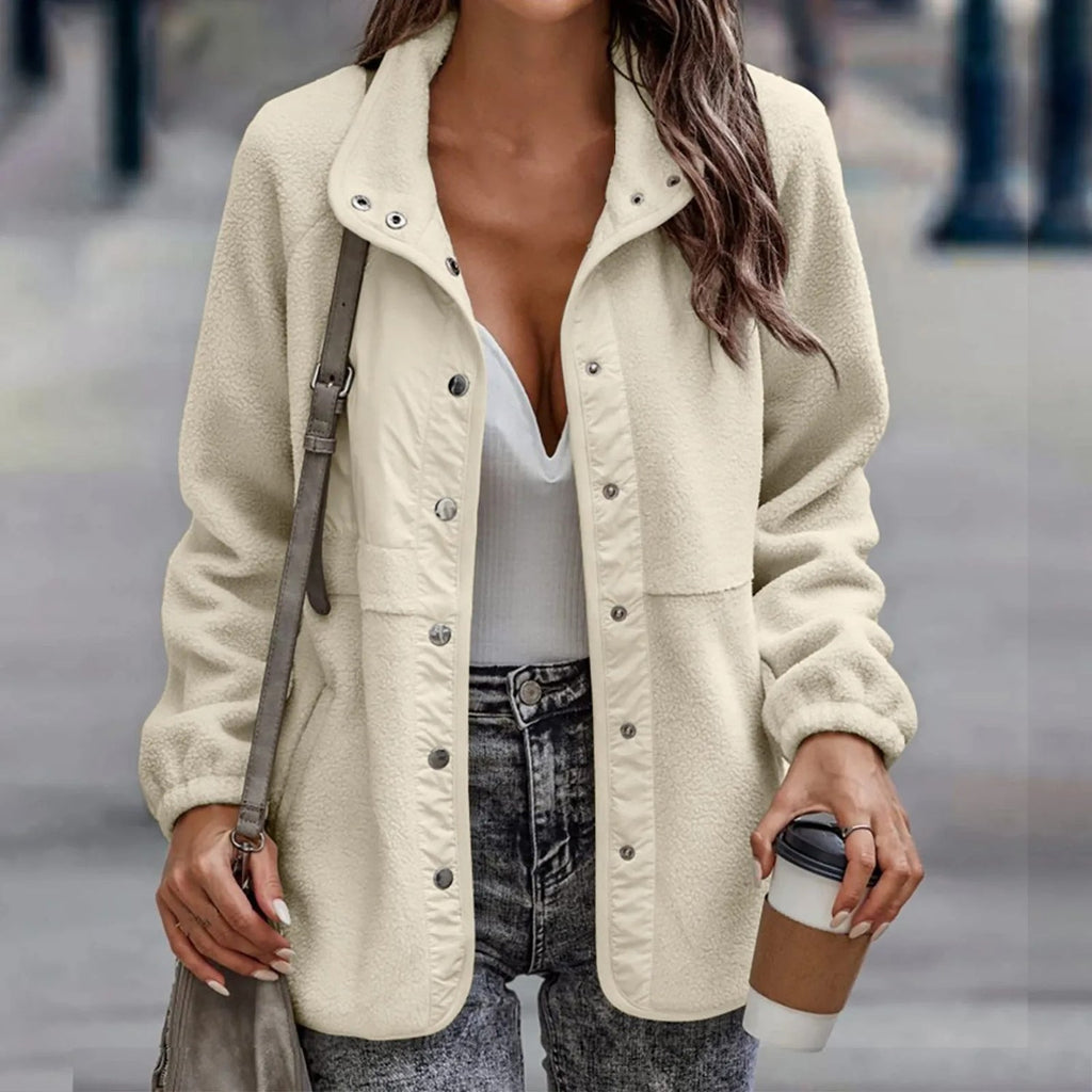Liv - Damen Fleecejacke mit Druckknöpfen und Stehkragen
