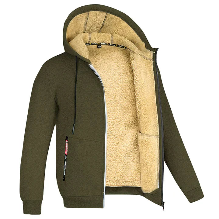Lukas – Herren Fleecejacke mit Kapuze und Teddy-Innenfutter