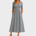 Britta – Elegant Short Sleeve V-neck Dress - Image 1