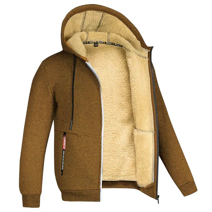 Lukas – Herren Fleecejacke mit Kapuze und Teddy-Innenfutter