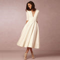 Hannah – Elegantes Midi Kleid Damen mit tiefem V-Ausschnitt