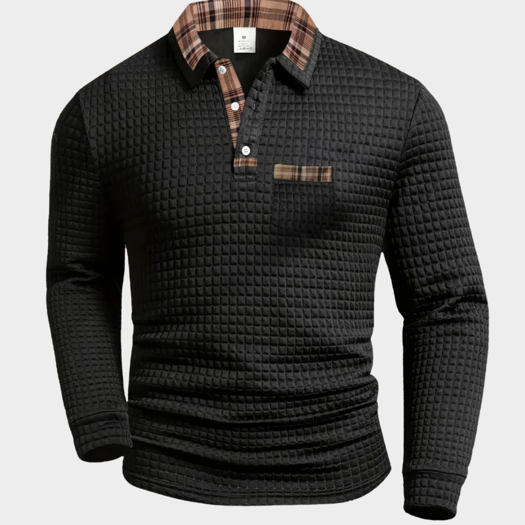 Krzysztof – Strukturiertes Langarm-Poloshirt Herren