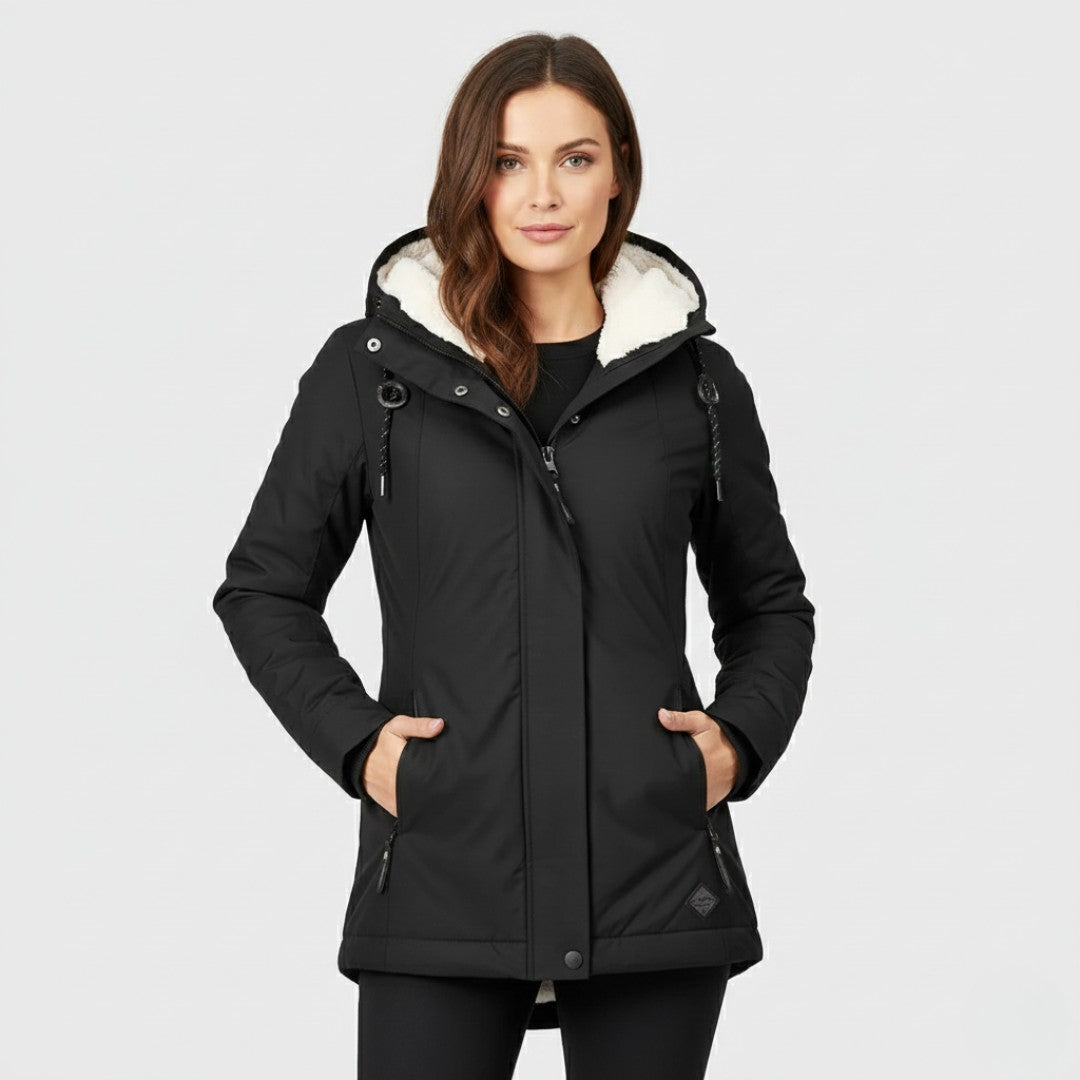 Emma – Warme Softshell-Winterjacke mit Fleecekapuze für Damen