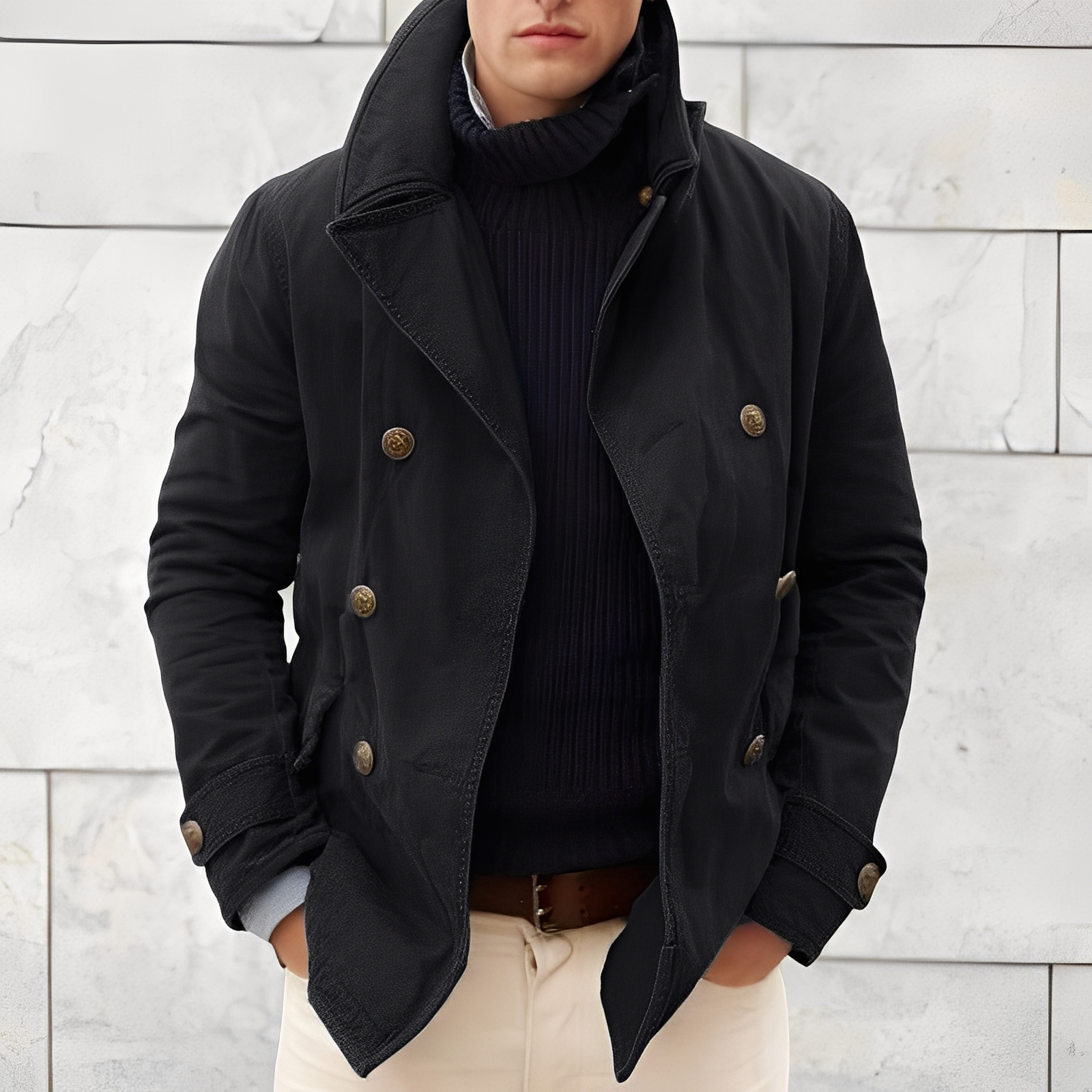 James – Strukturierte Herren Übergangsjacke mit Stehkragen