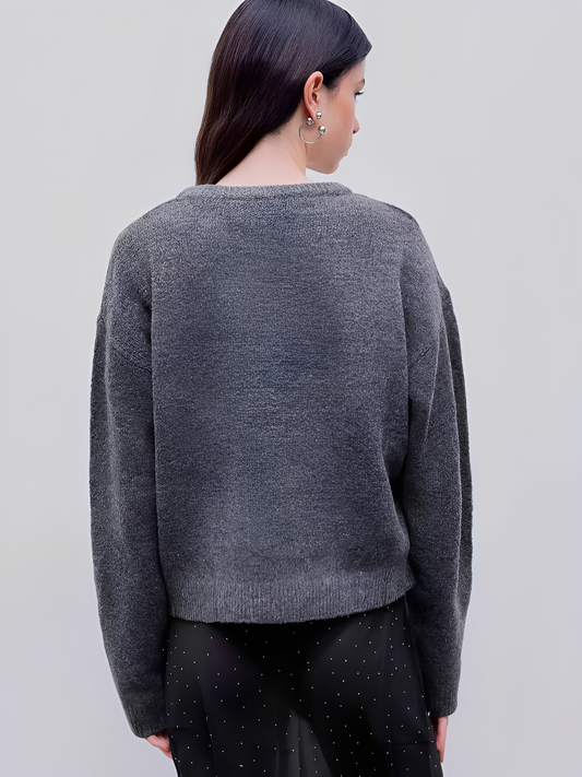 Elina – Damen Strickpullover mit Rundhalsausschnitt