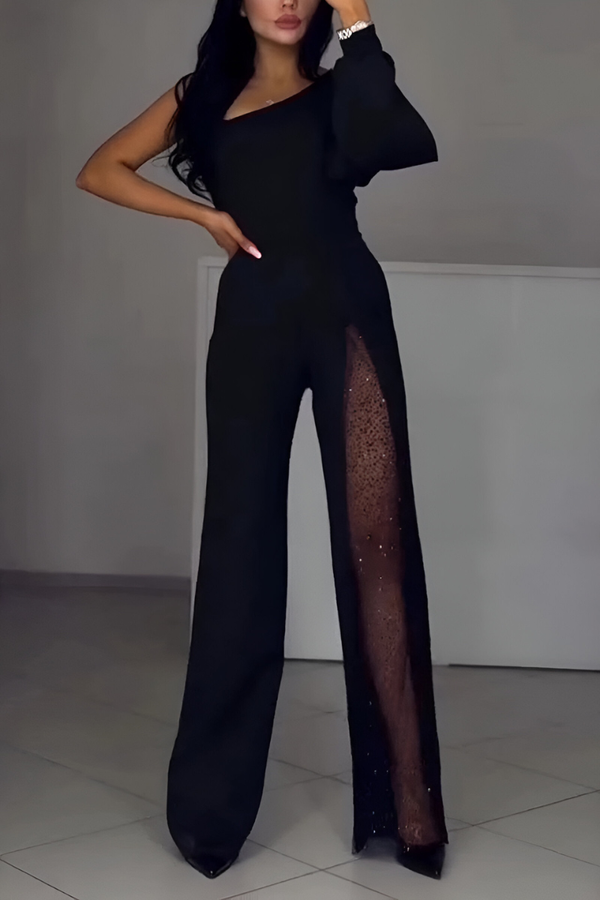 Natalia – Eleganter Einarm-Jumpsuit mit Pailletten-Detail