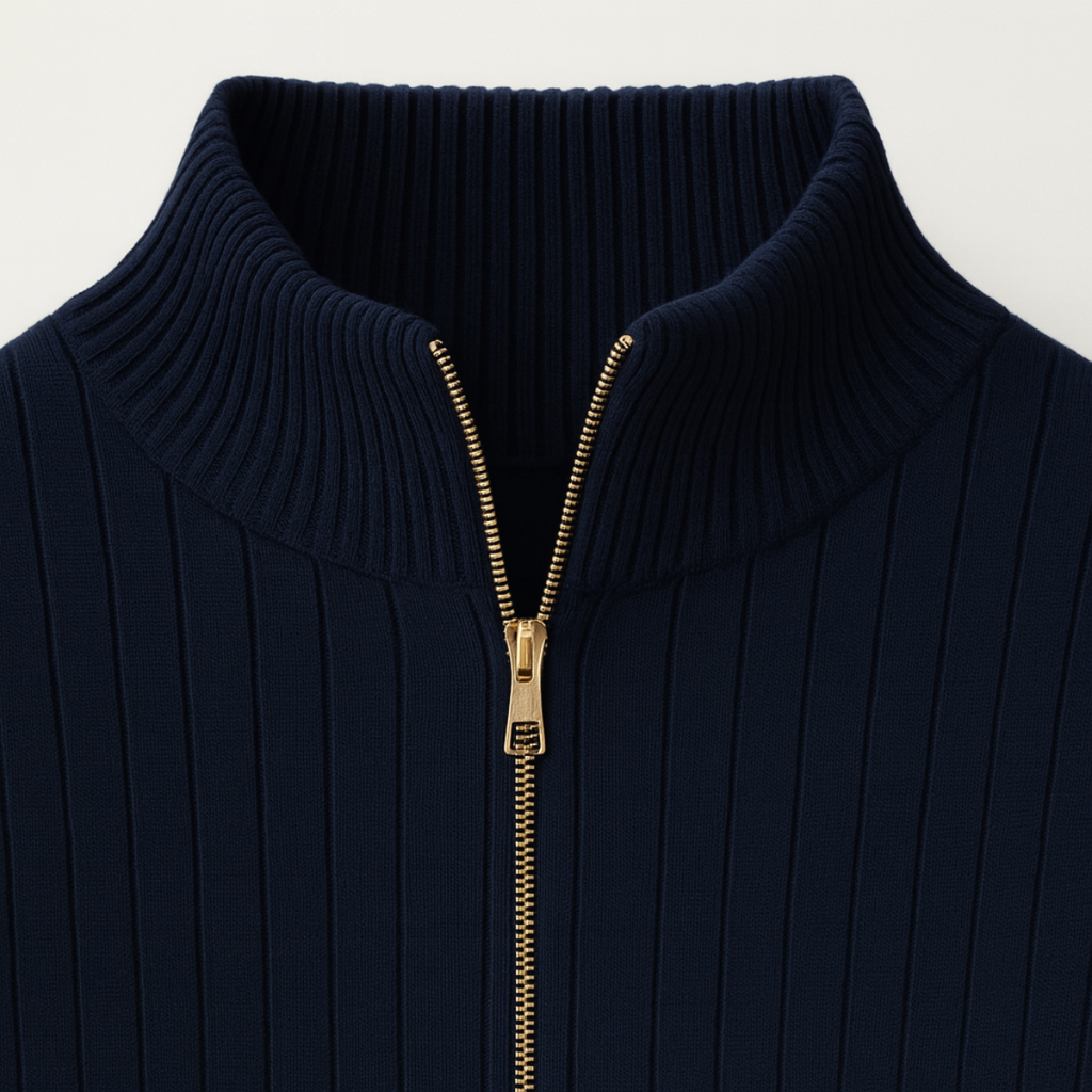 Adrian – Gerippter Strickpullover mit Reißverschluss für Herren