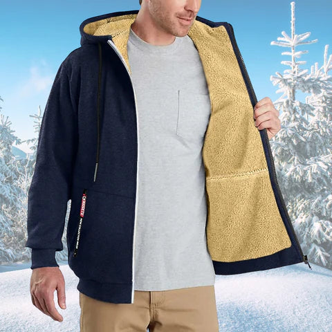 Lukas – Herren Fleecejacke mit Kapuze und Teddy-Innenfutter