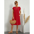 Mara – Damen Midikleid mit Rundhalsausschnitt und lockerer Passform