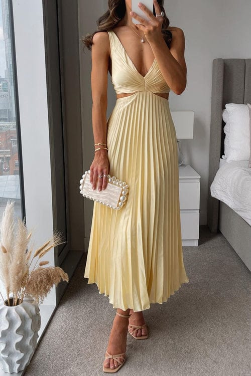 Nina – Damen Maxikleid mit Cut-Outs und Plissee-Rock