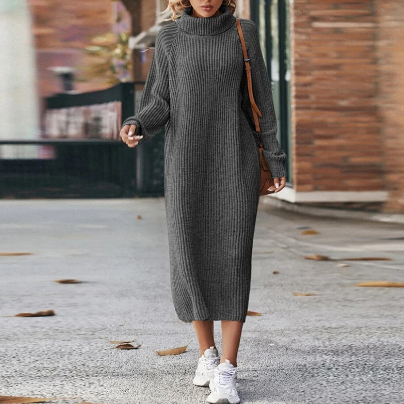 Camila - Damen Strickkleid langarm mit Rollkragen