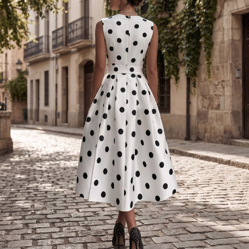 Midi-Kleid Damen mit V-Ausschnitt und taillierter Silhouette - 5 - Annoboutique