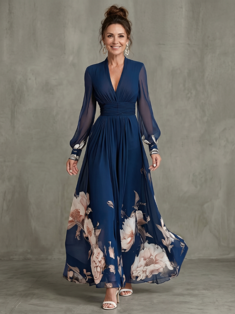 Elegantes Damen-Abendkleid mit V-Ausschnitt und fließendem Schnitt - J&B - 1 - Annoboutique