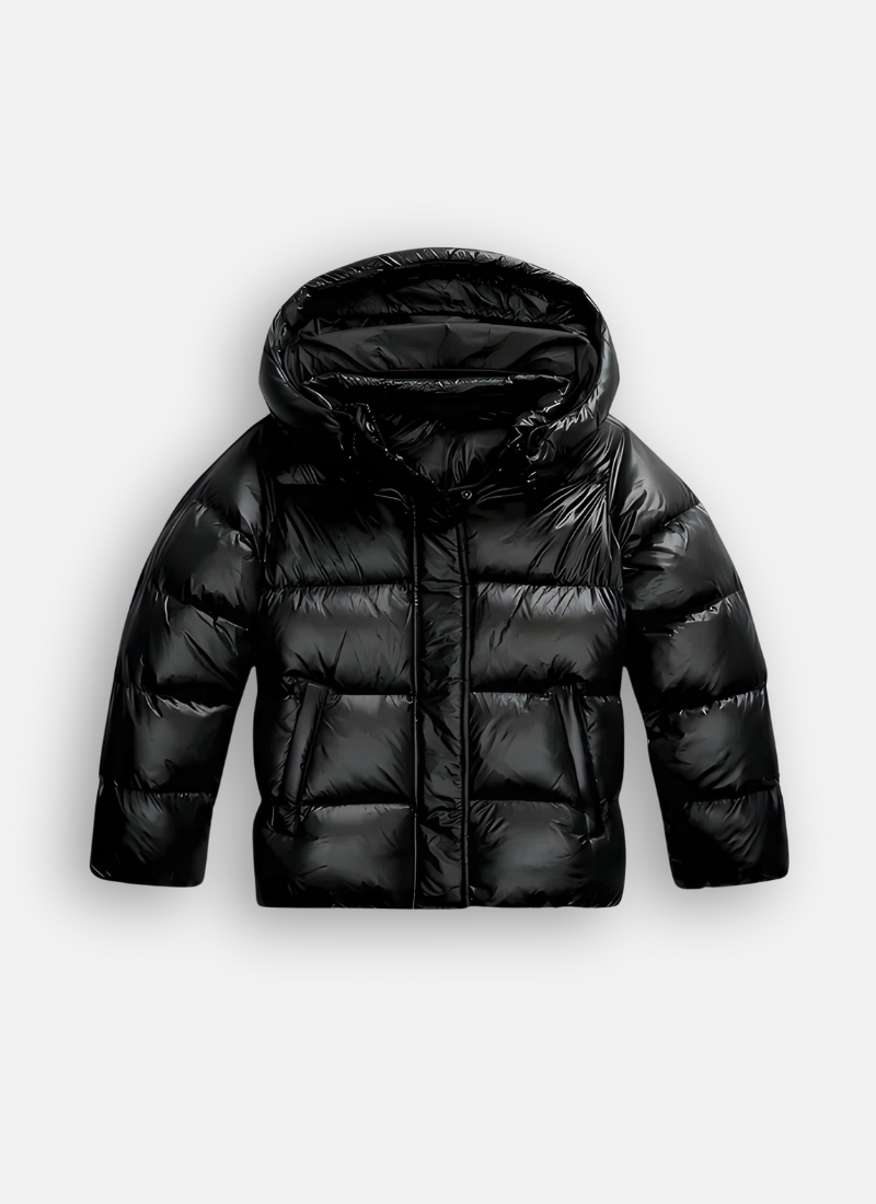 Lena – Glänzende Oversize-Pufferjacke mit großer Kapuze für Damen