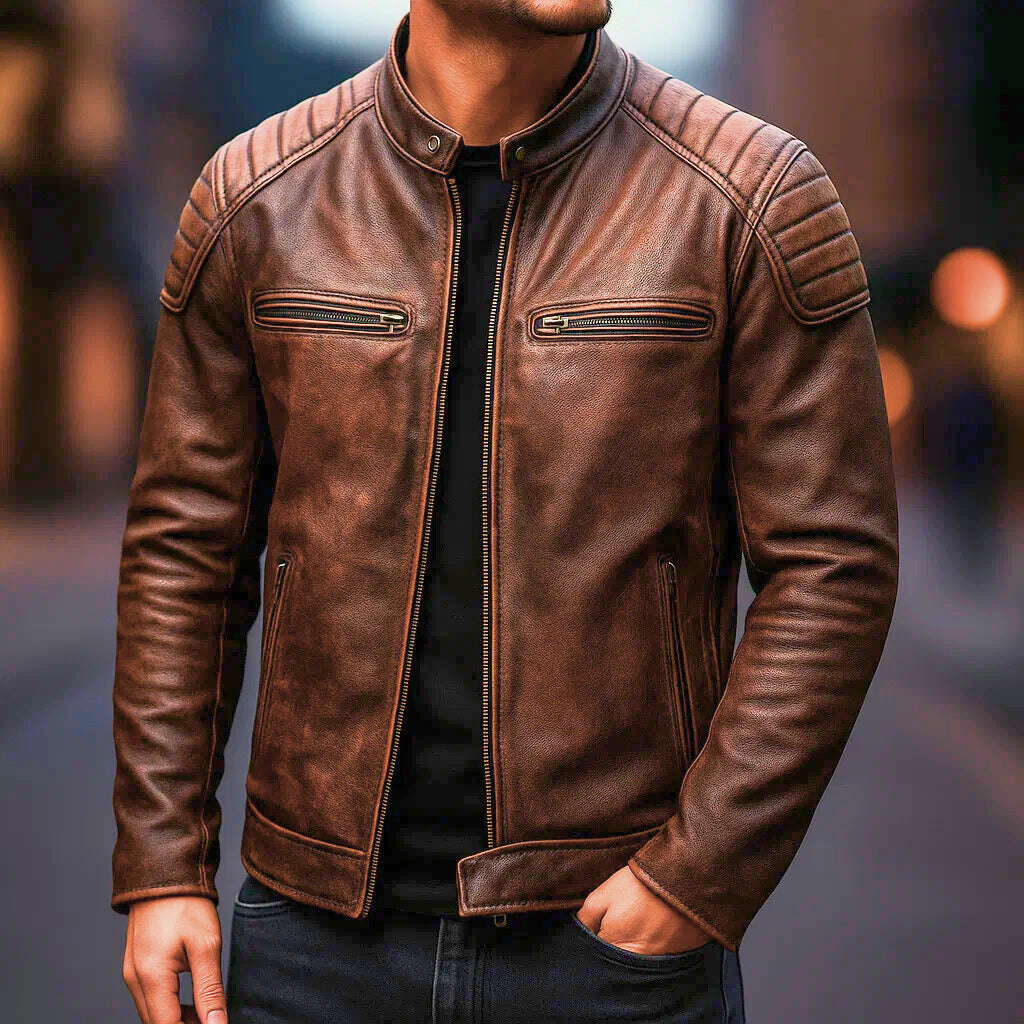 Marek – Biker-inspirierte Lederjacke Herren