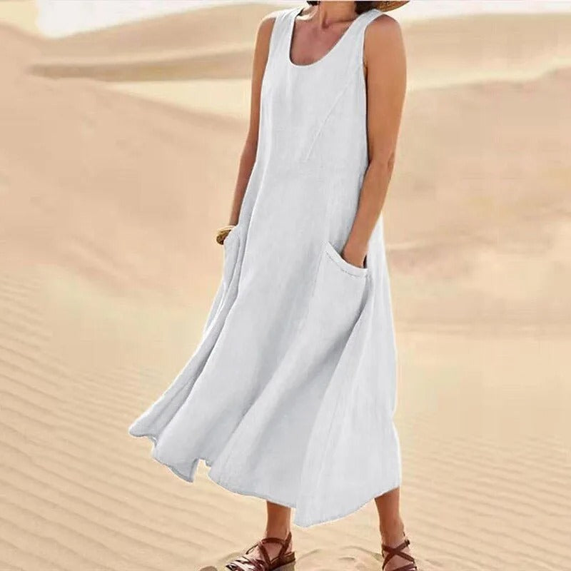 Alina – Ärmelloses Maxikleid mit Taschen