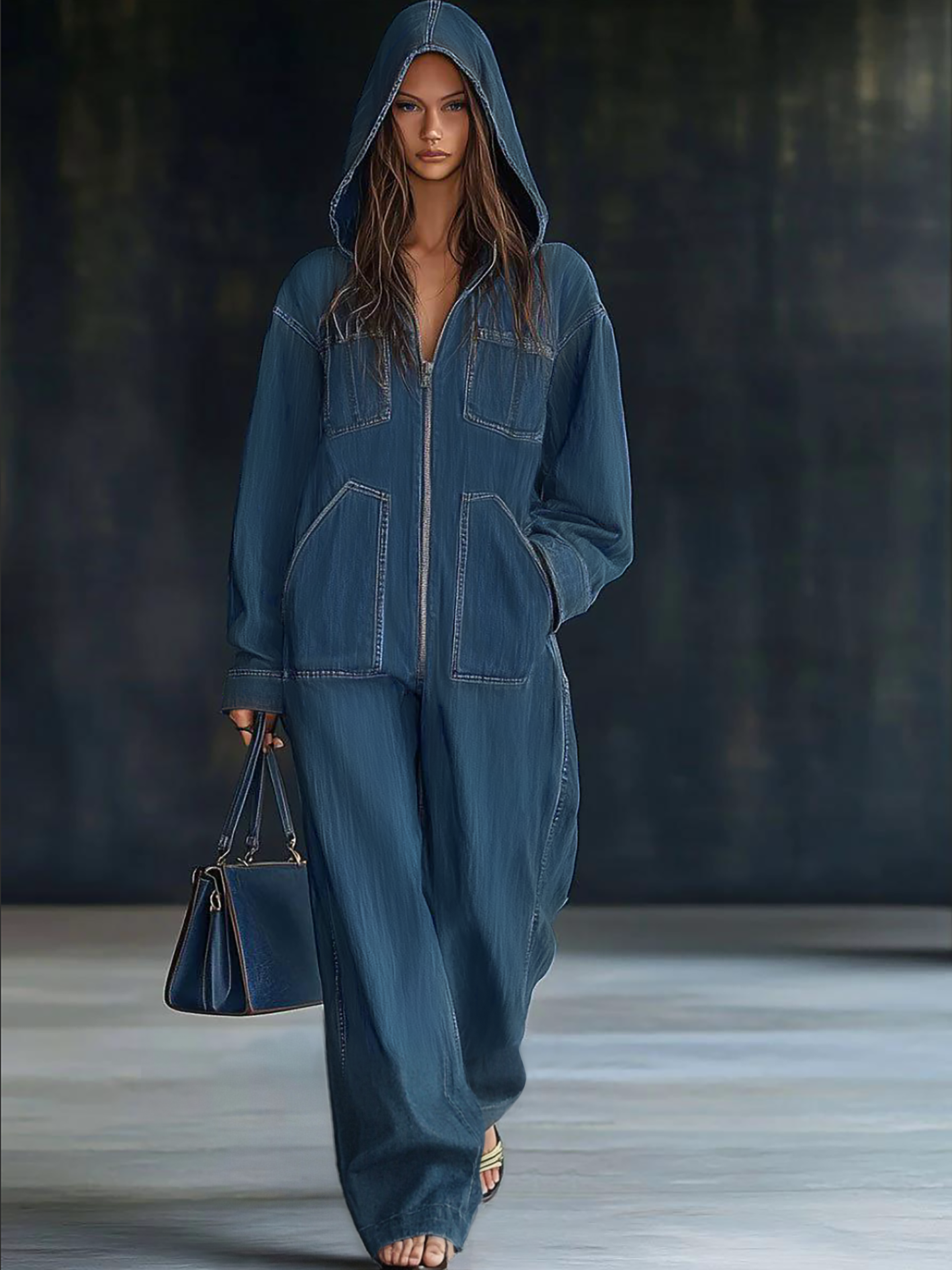Nora – Kapuzen Jumpsuit mit Reißverschluss