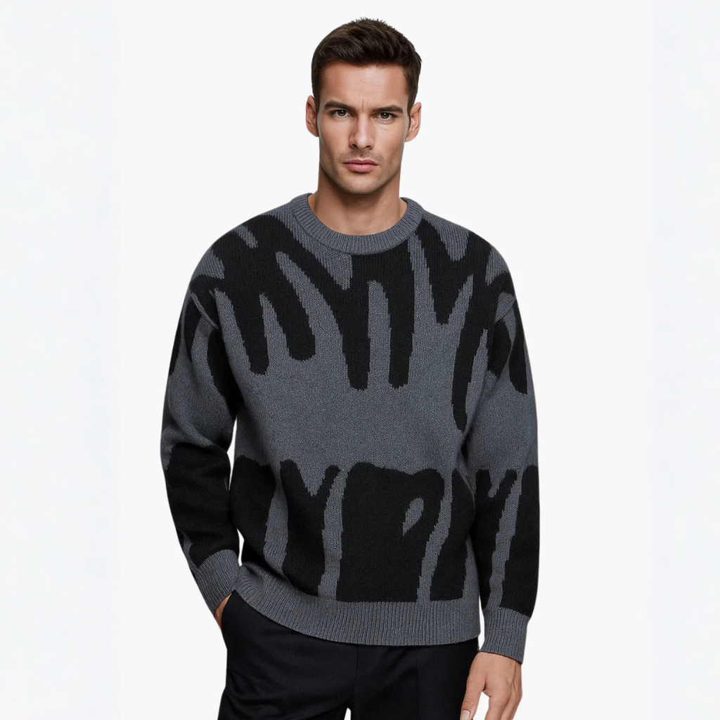 Mateo – Markanter Musterstrick Herren Rundhals Pullover