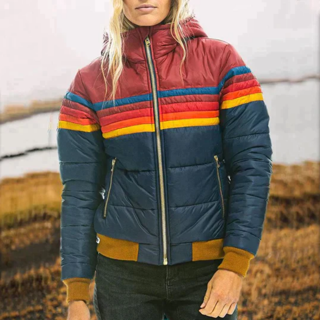 Sophie - Damen Winterjacke im Retro-Design mit Kapuze