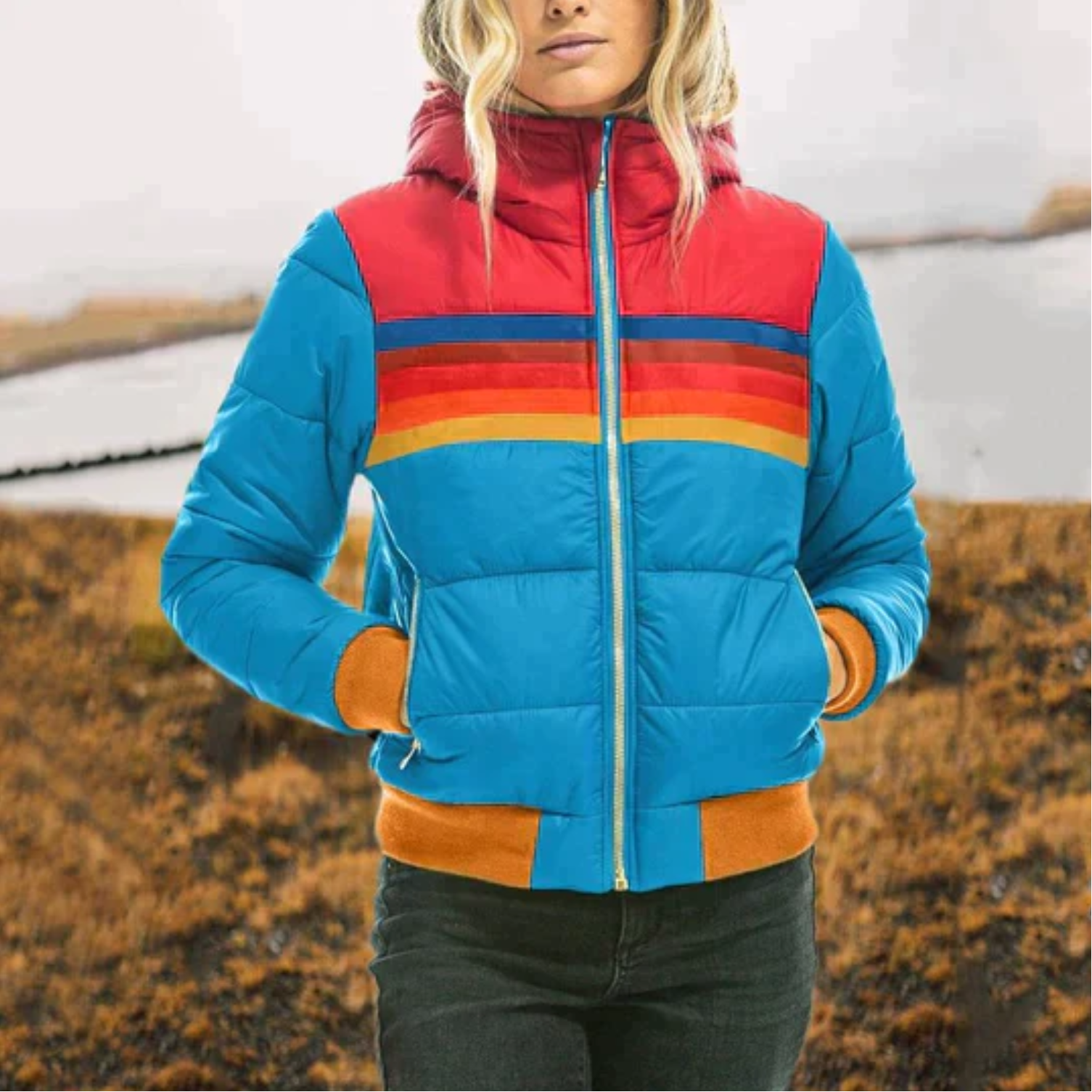 Sophie - Damen Winterjacke im Retro-Design mit Kapuze