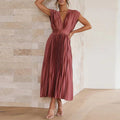 Helena – Plissiertes Damen-Midikleid mit V-Ausschnitt