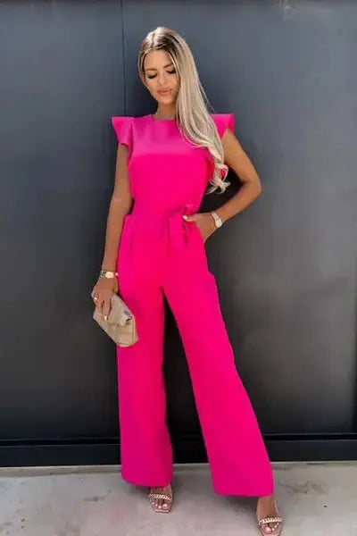 Monika – Elegant Ruffle Sleeve Belted Jumpsuit - Image 6