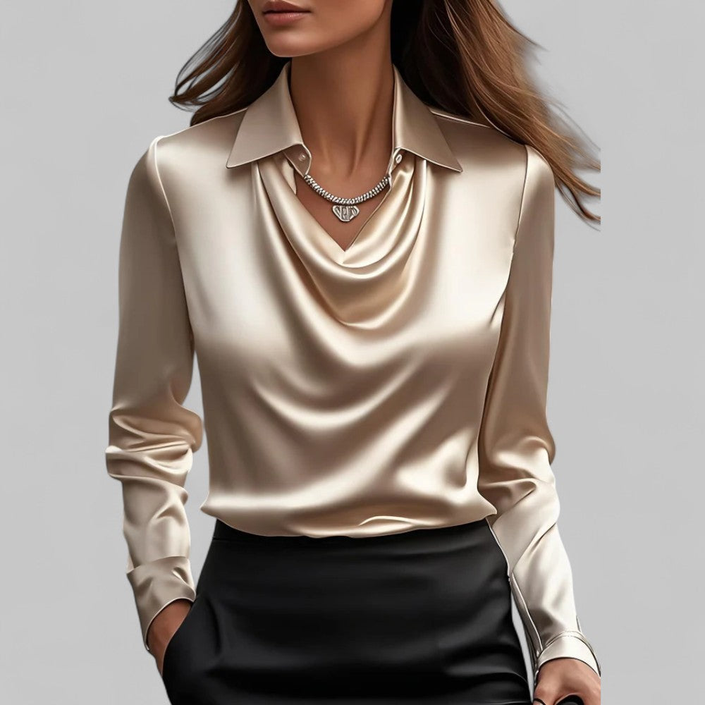 Bluse Damen mit fließendem Dekolleté und klassischem Schnitt | A&B - 6 - Annoboutique
