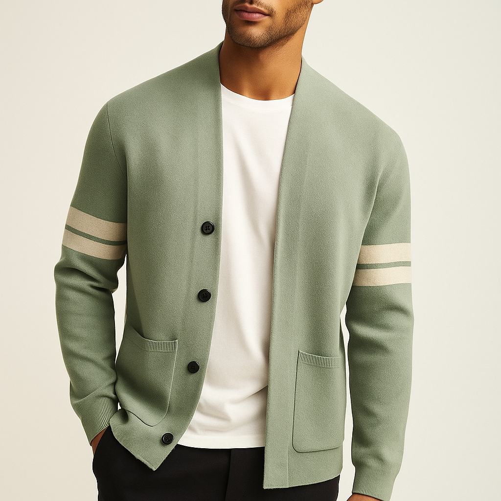 Milan – Strick-Cardigan mit Streifendetail für Herren
