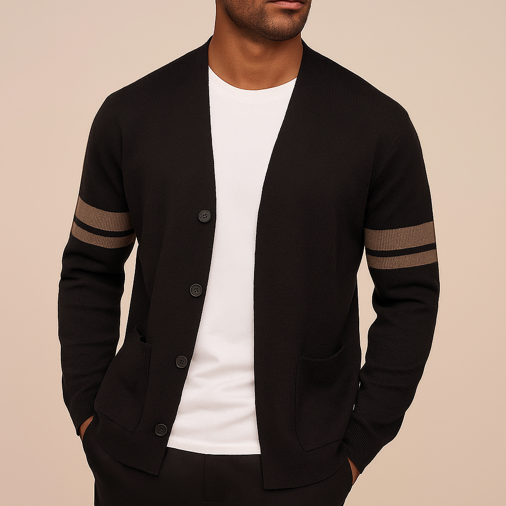 Milan – Strick-Cardigan mit Streifendetail für Herren
