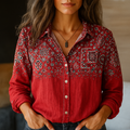 Laura – Lässig gemusterte Damen Langarmbluse