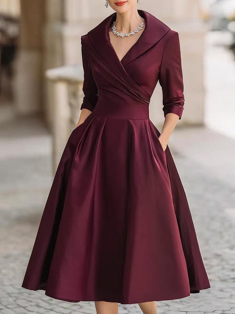 Karina – Damen Midi Kleid mit Schalkragen - 3 - Annoboutique