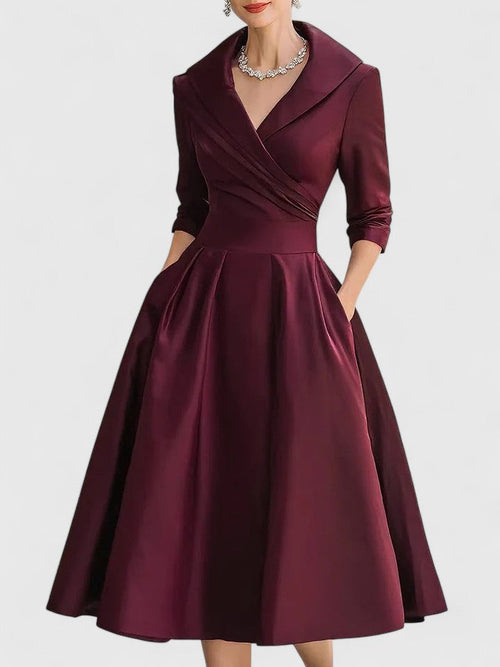 Abendkleid Damen mit Schalkragen und schwingendem Rock - 2 - Annoboutique