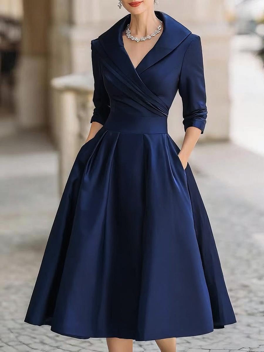 Karina – Damen Midi Kleid mit Schalkragen - 2 - Annoboutique