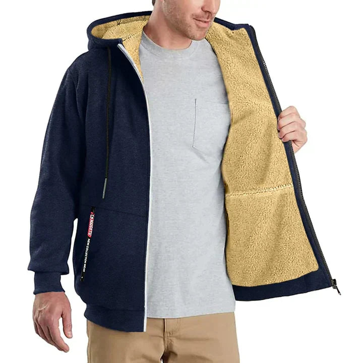 Lukas – Herren Fleecejacke mit Kapuze und Teddy-Innenfutter