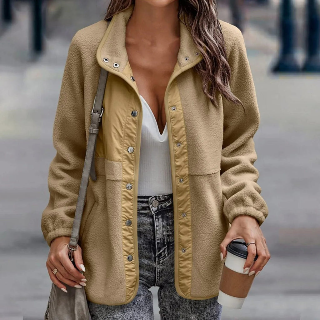 Liv - Damen Fleecejacke mit Druckknöpfen und Stehkragen