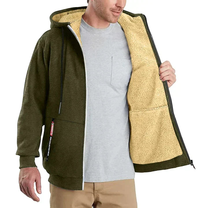 Lukas – Herren Fleecejacke mit Kapuze und Teddy-Innenfutter