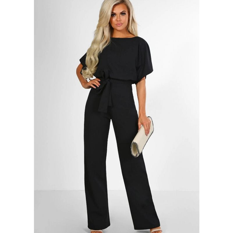 Soraya – Damen Jumpsuit mit Taillengürtel und weitem Bein